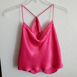NWT Zara bright pink satin camisole tank size Large club party festival Vegas